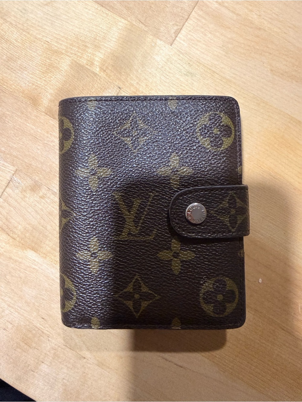 Louis Vuitton Brown Monogram Canvas Small Wallet with Snap Closure